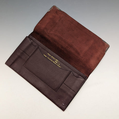 1933年 英国ヴィンテージ 純銀装飾 レザーウォレット 長財布 B&T